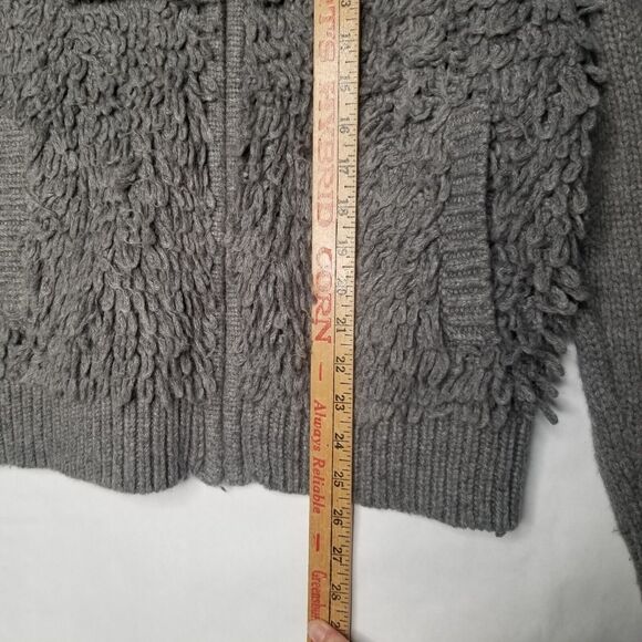 Madewell Fringe Loop Full Zip Sweater Cardigan Gray Jacket Wool Alpaca Large - Picture 8 of 9